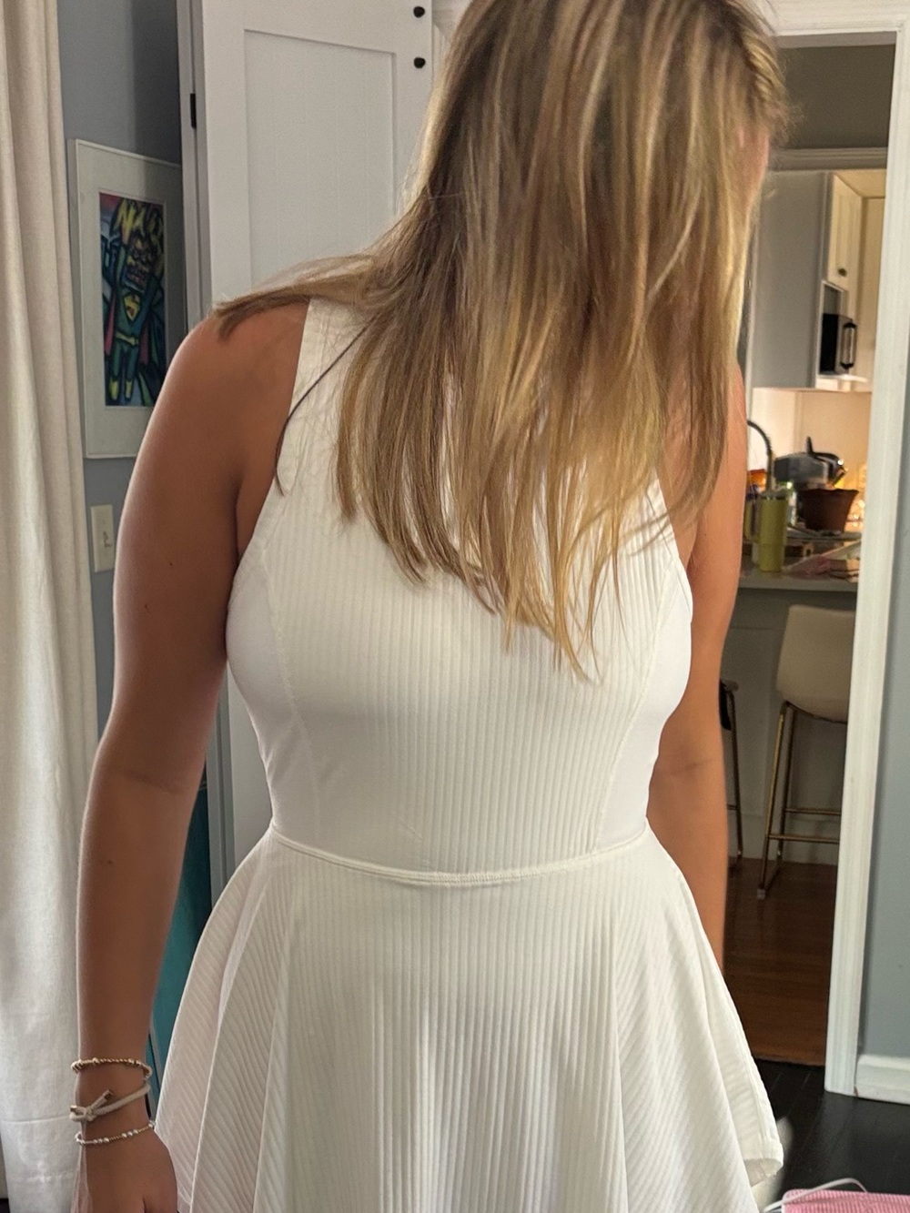 Classic White Strapless Ribbed Fit-and-Flare Free people athletic dress.